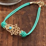 צמיד חמסה עם אבן אבן טורקיז